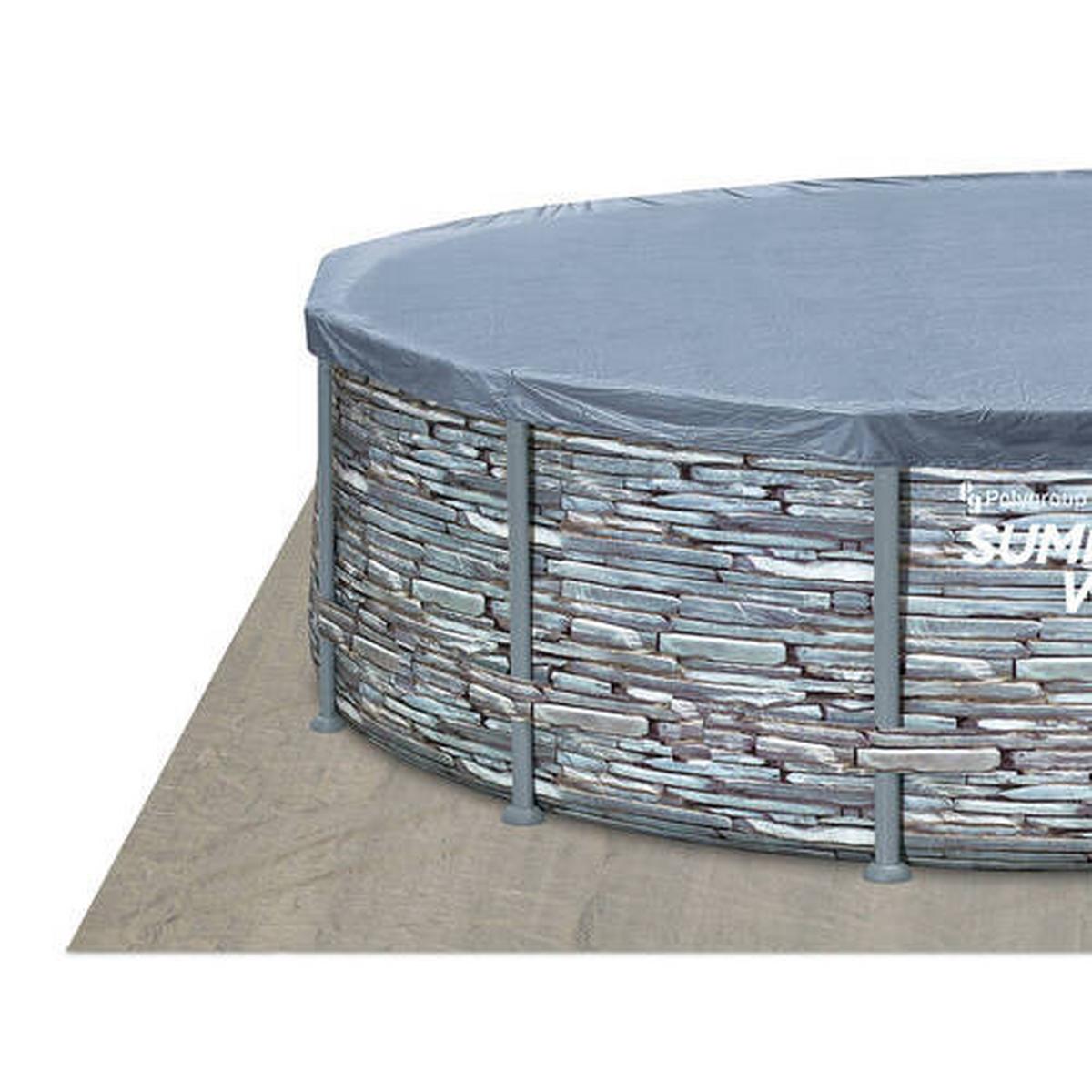 Aufstellpool Rund mit Leiter D: 549 cm - Grau, KONVENTIONELL, Kunststoff (549/132cm)