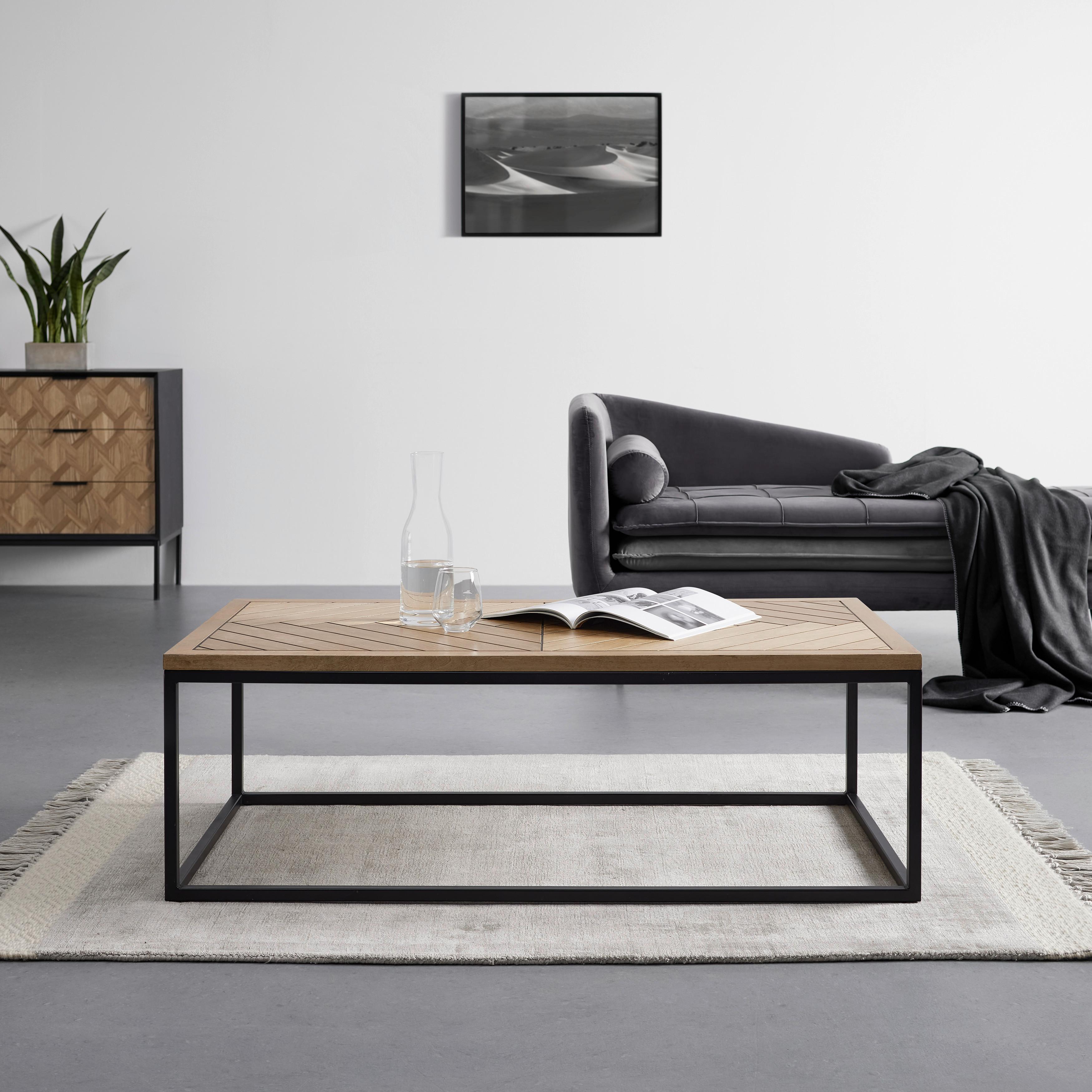 Konferenčný stolík CATALINA - čierna/farba duba, Modern, kov/drevo (120/60/40cm) - Livetastic
