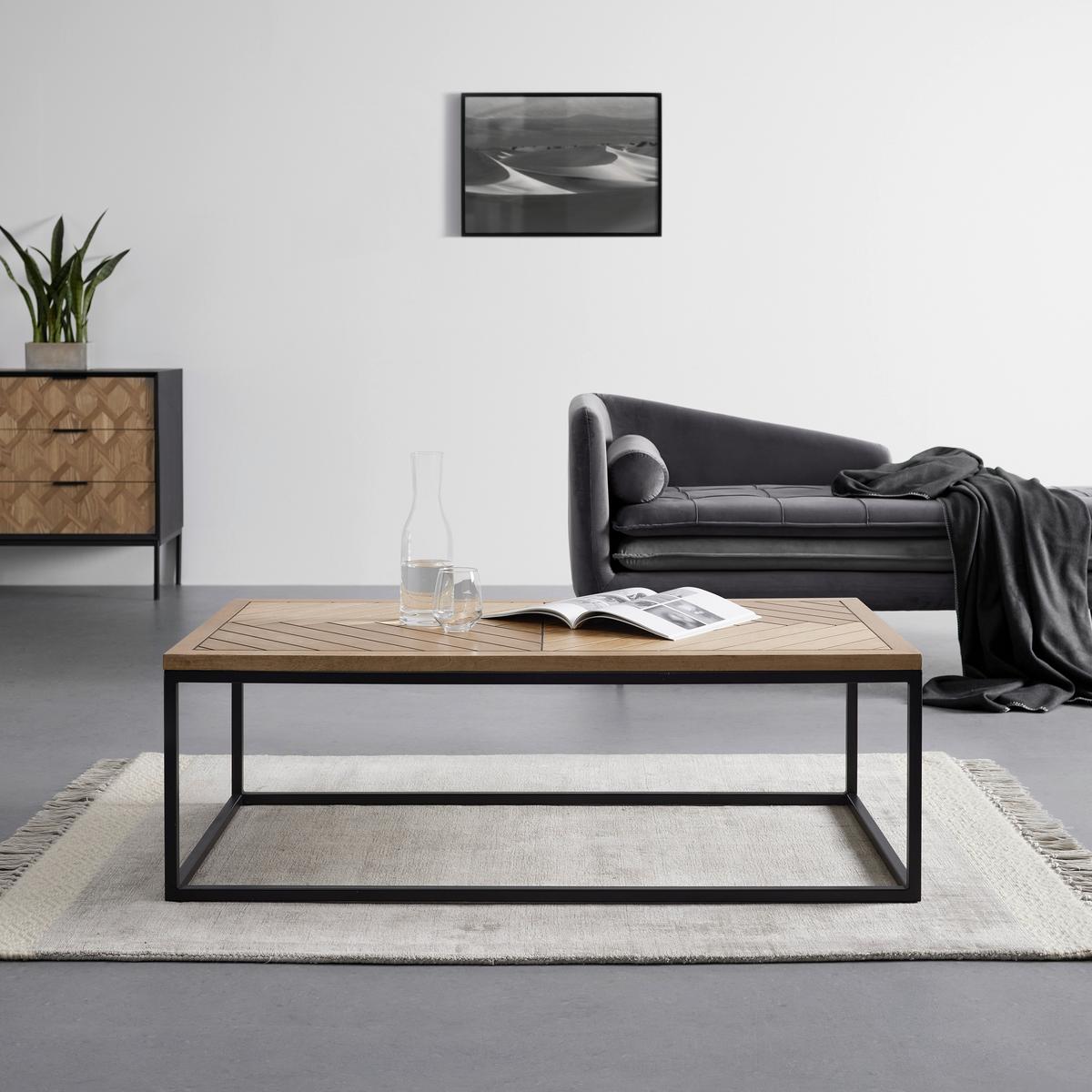 Konferenčný stolík CATALINA - čierna/farba duba, Modern, kov/drevo (120/60/40cm) - Livetastic
