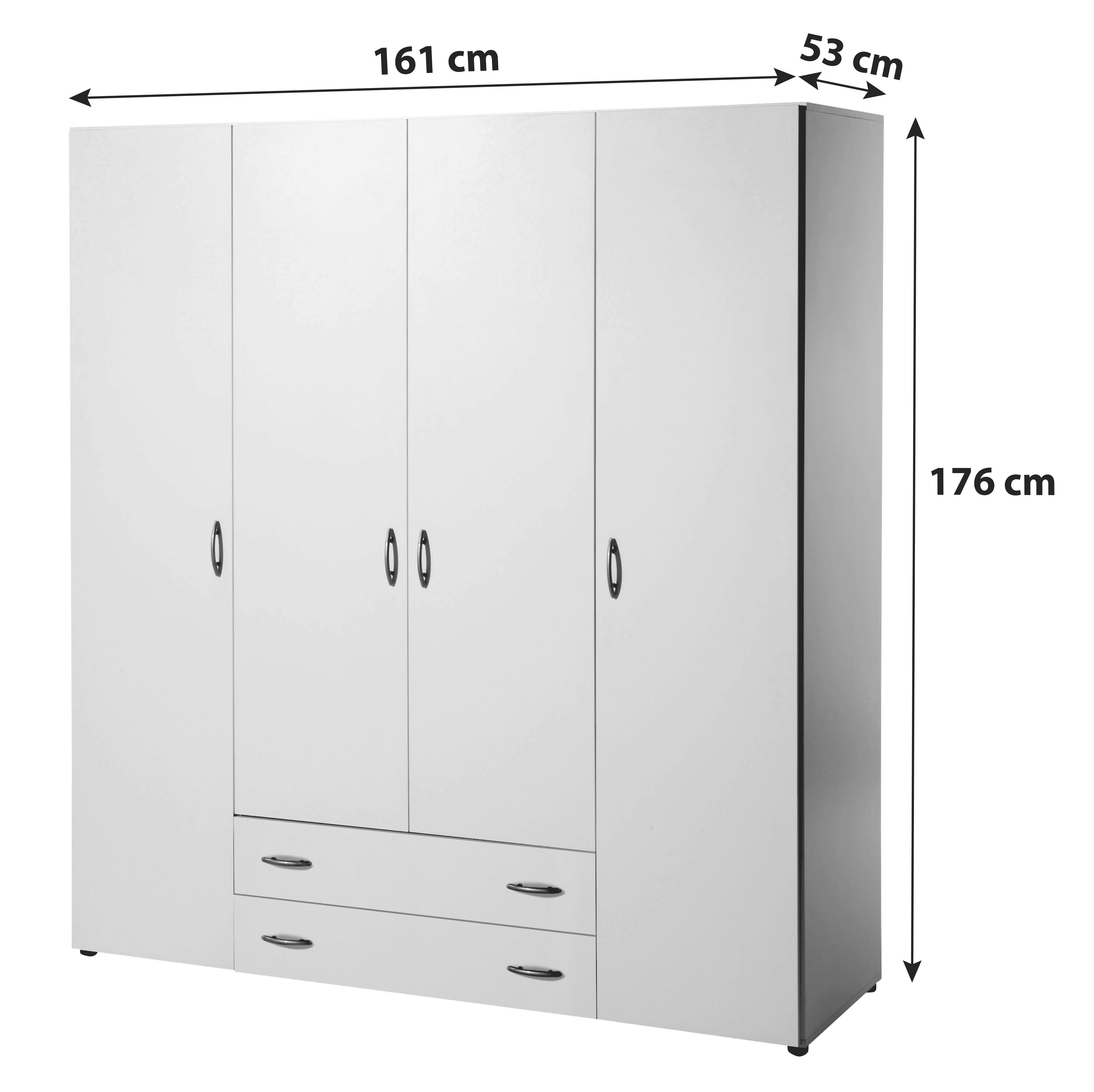 Nyílóajtós Szekrény Base 4 - Tölgyfa/Fehér, konvencionális, Faalapú anyag (161/176/53cm) - P & B