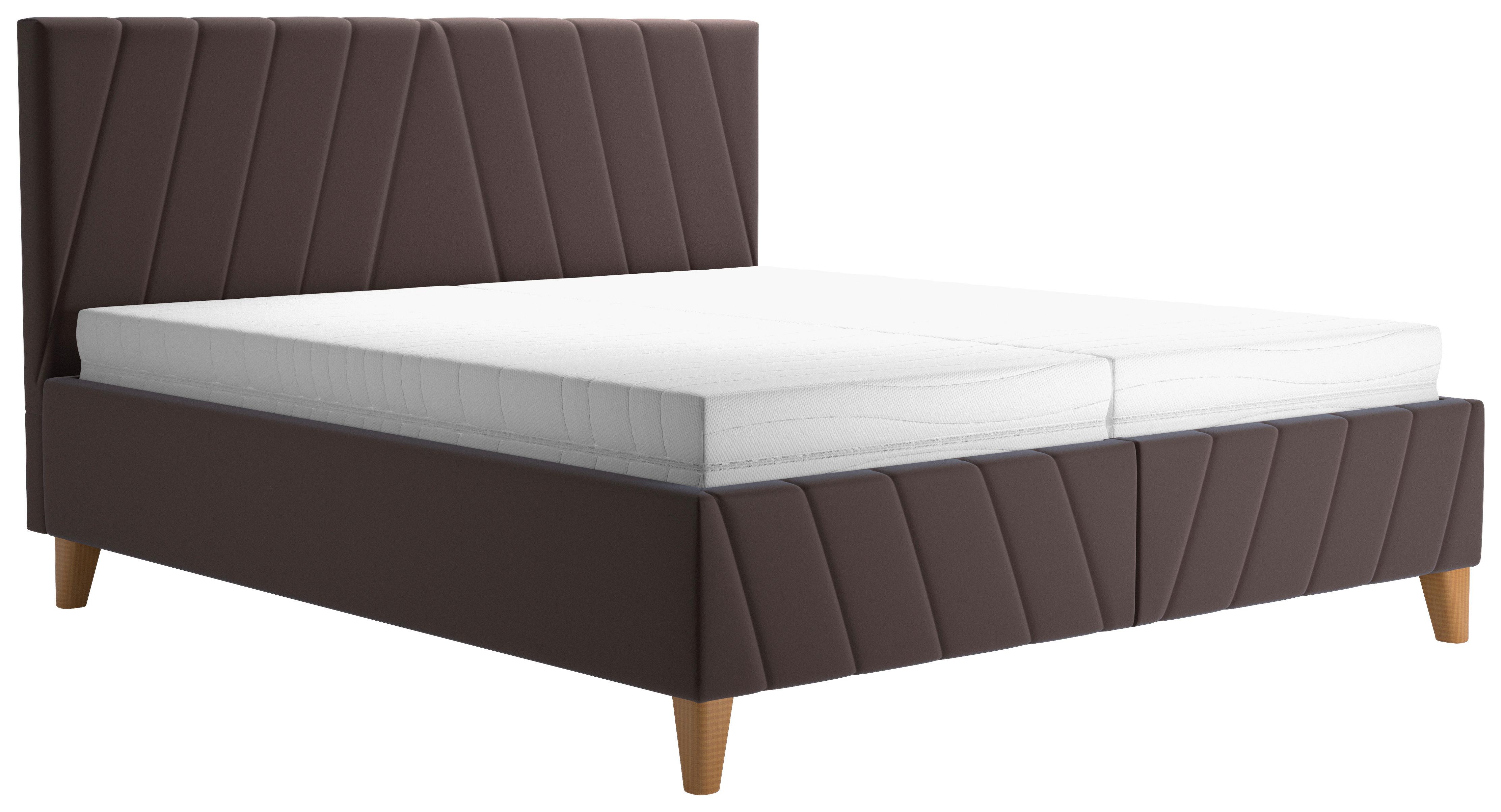 Čalúnená posteľ NORA,180x200cm,hnedá - hnedá/farba buka, Modern, drevo/kompozitné drevo (180/200cm)