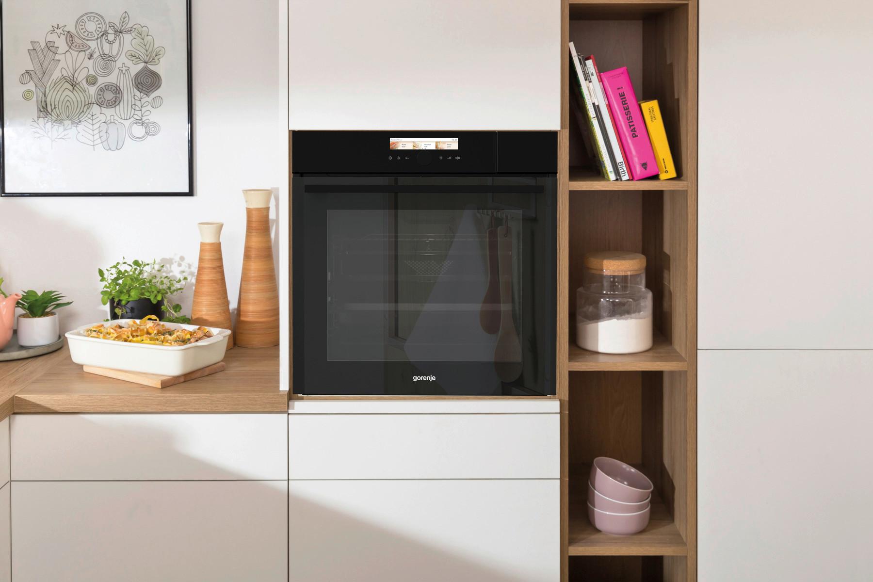 Einbau-Backofen B: 59,5 cm Schwarz mit Dampfgar-Funktion - Schwarz, Basics, Glas/Metall (59,5/59,5/54,6cm) - Gorenje
