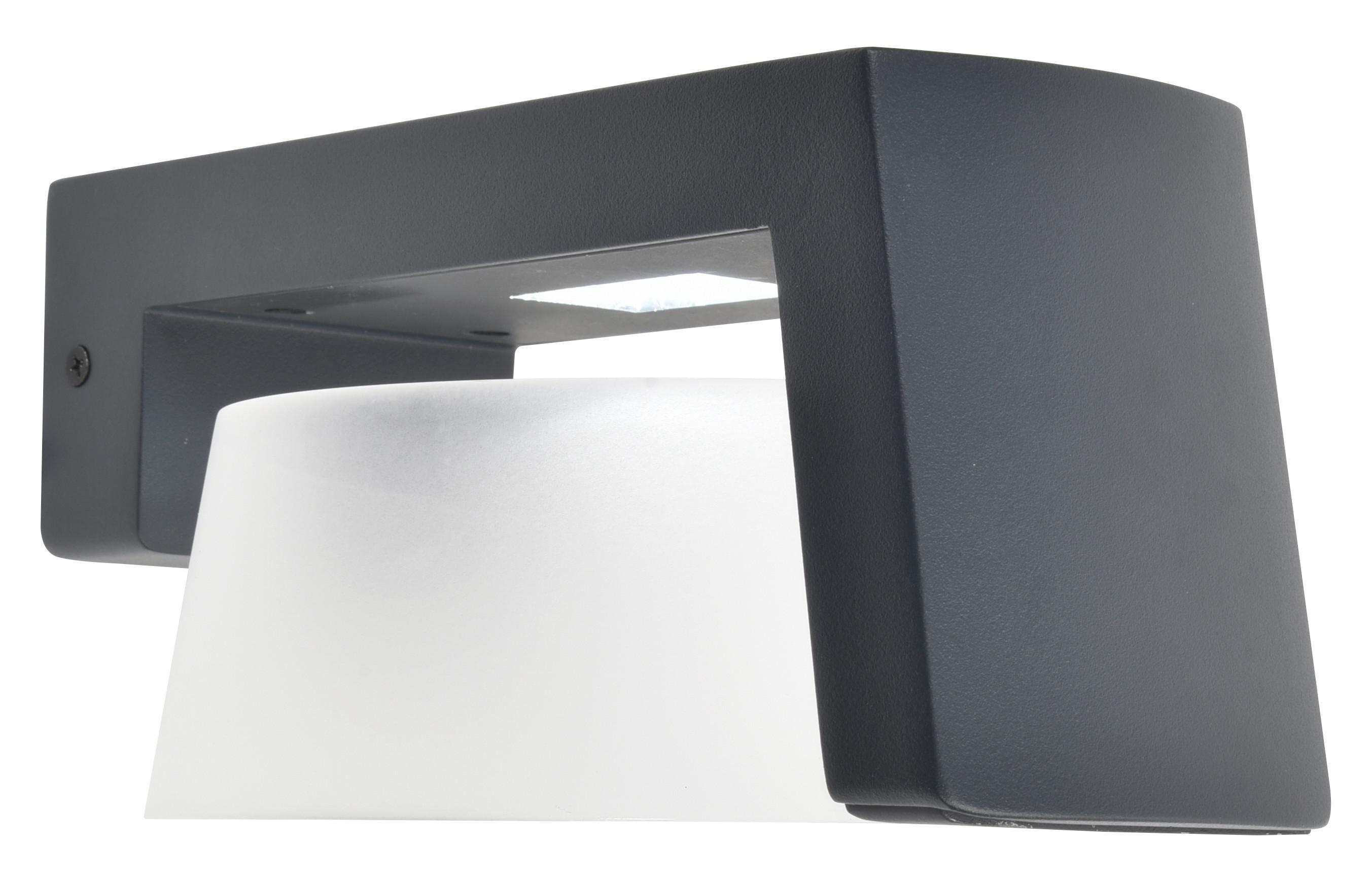 Außenwandleuchte Moon Weiß Anthrazit L: 16 cm - Anthrazit/Weiß, Basics, Kunststoff/Metall (16/9,6/21,7cm)