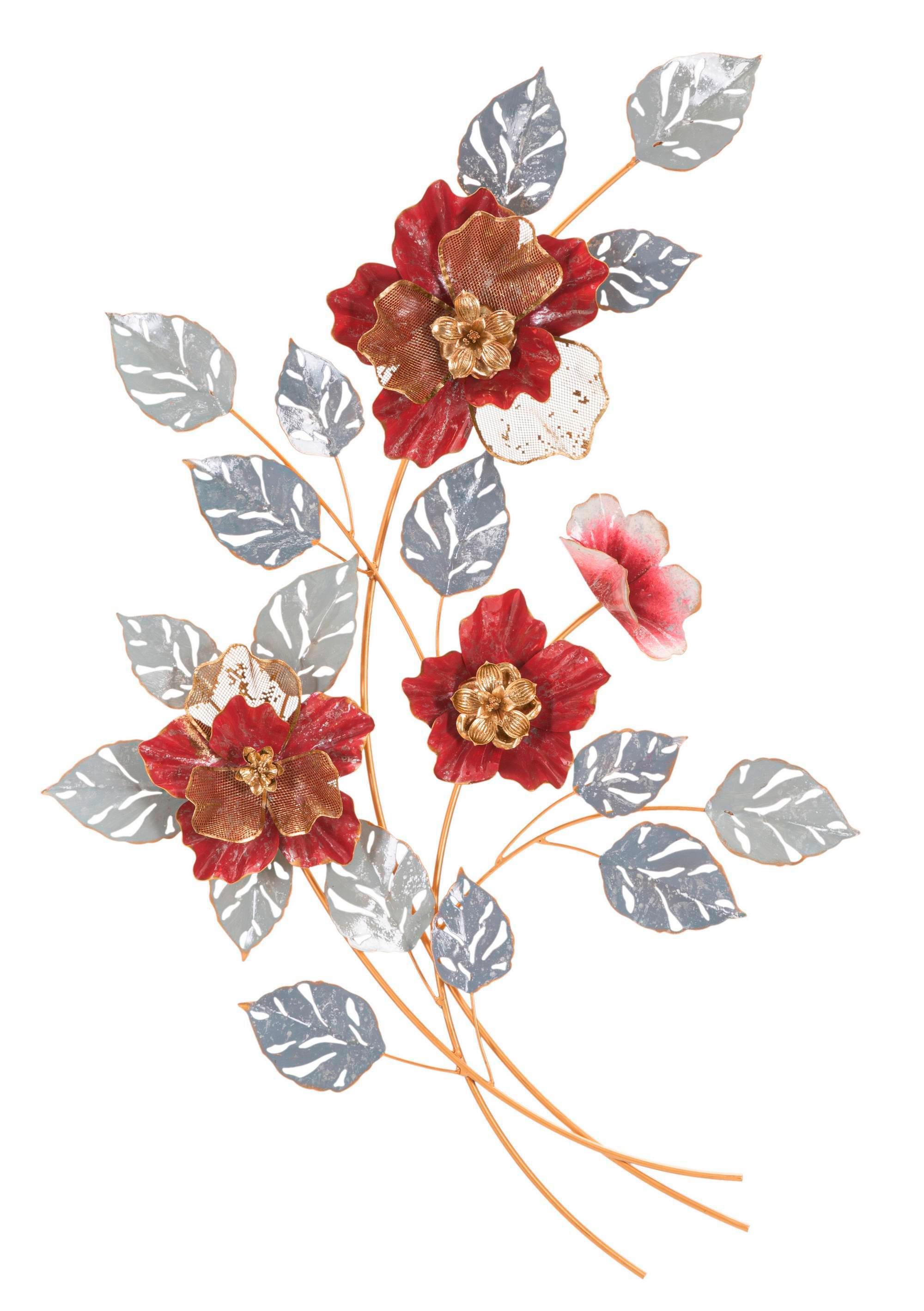 Wanddeko Lovis Goldfarben/grau/rot B: 68,6 Cm - Rot/Goldfarben, Basics, Metall (68.6/98.4/7.6cm)