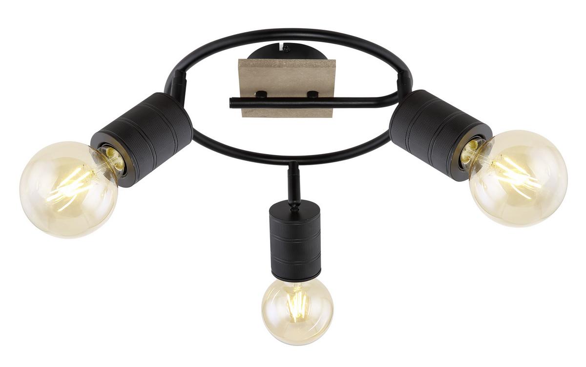 Strahler Josella 3-Flammig verstellbar Ø 29 cm - Dunkelbraun/Schwarz, Design, Holz/Metall (29/18cm) - Globo
