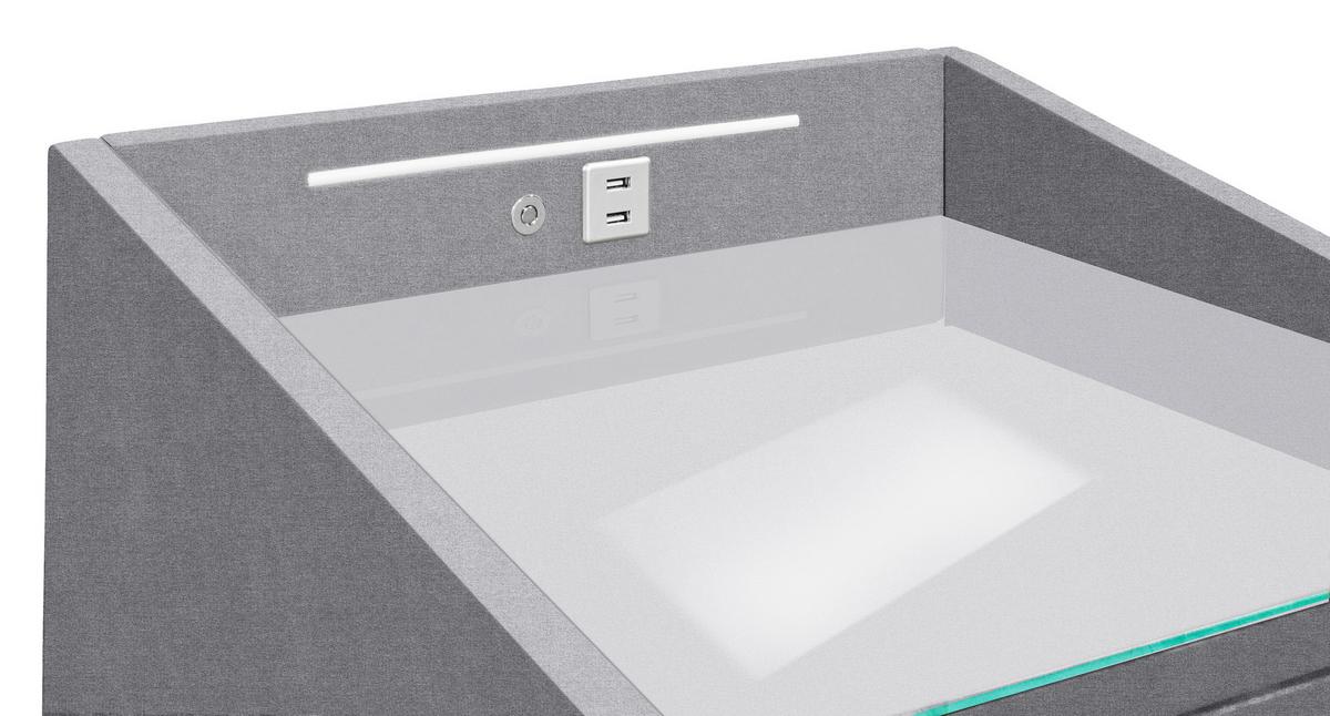 Nachtkästchen Grau Textil H: 61 cm Moon - Grau, Basics, Holzwerkstoff/Textil (47/61/46cm) - MID.YOU