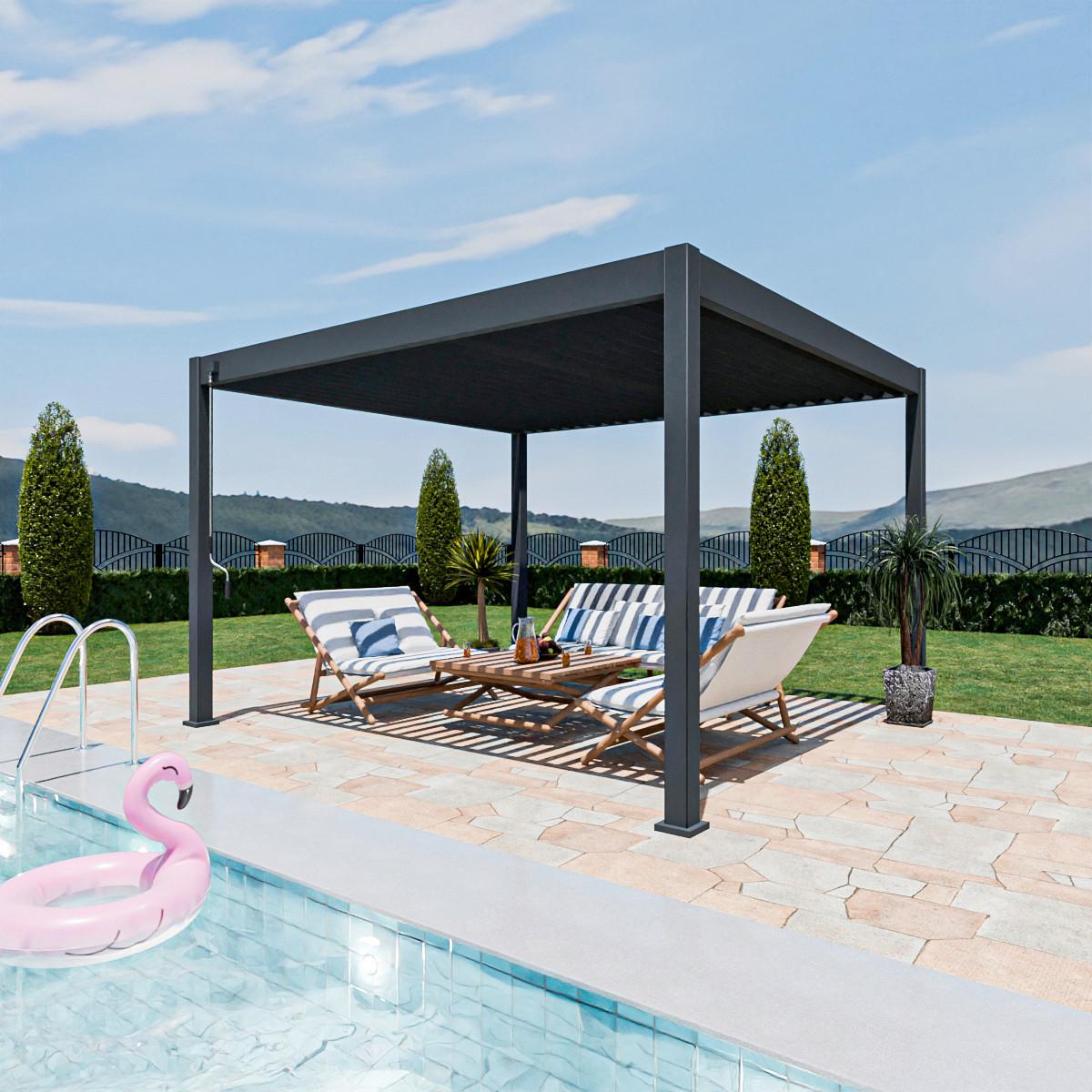 Pergola 360x400 Cm Wetterbeständig, Graphitfarben - Graphitfarben, Basics, Metall (360/400/255cm)