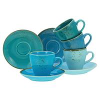 Kaffeetasse Keramik 100 ml 4 Stk. Blau/Goldfarben - Blau/Goldfarben, Keramik (19/19/22cm) - Creatable