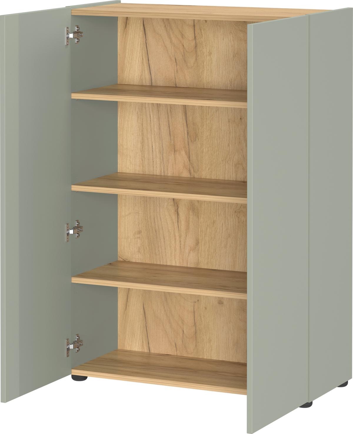 Garderobe Alviano Grün/Eiche Dekor 3-Teilig - Eichefarben/Grün, Design, Glas/Holzwerkstoff (104/200/33cm) - Germania