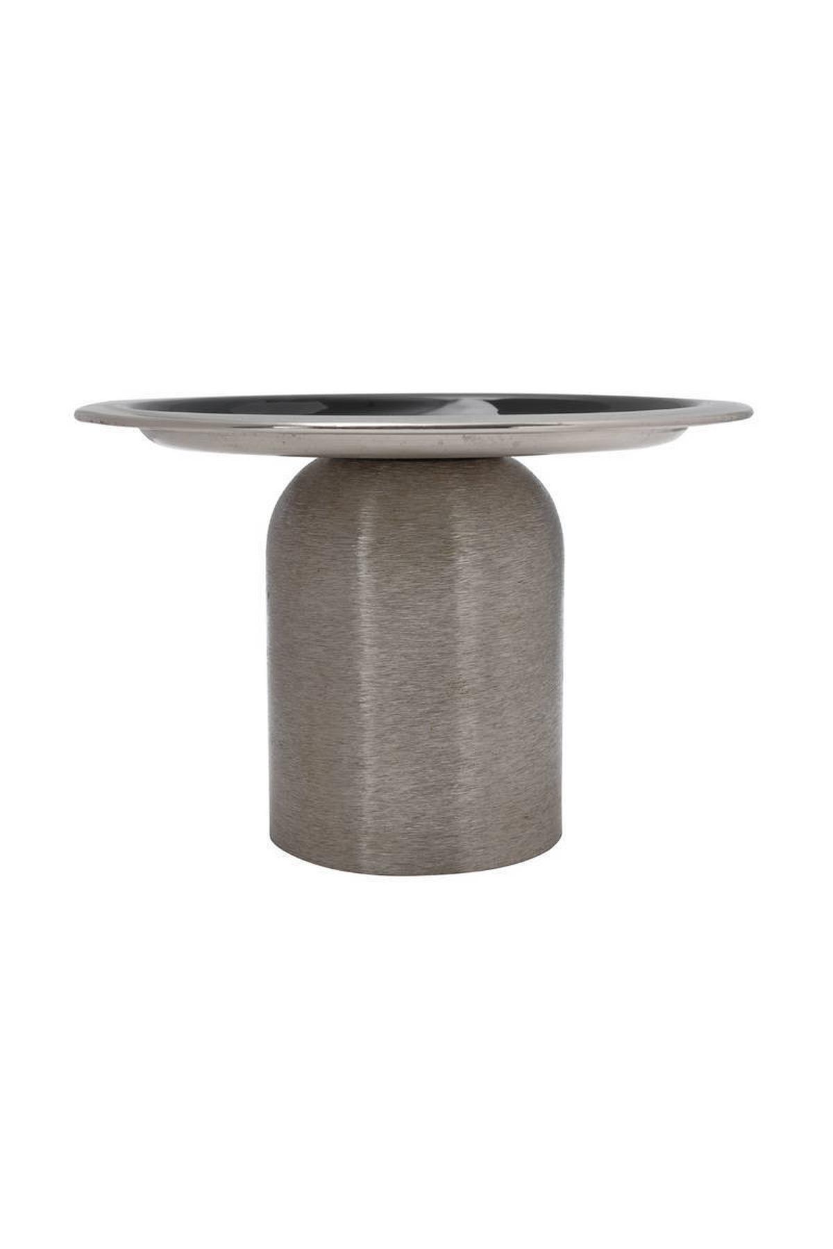 Tortenplatte Rund Eisen Art Deco D: 20,5 cm Grau/Silbern - Silberfarben/Grau, Trend, Metall (20,5/13,5cm) - Kayoom