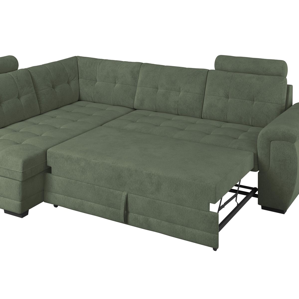 Ecksofa mit Schlaffunktion Falco new Grün 183x251 cm - Schwarz/Grün, KONVENTIONELL, Textil (183/251cm) - Ondega
