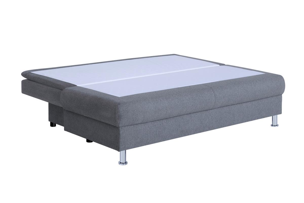 Schlafsofa mit Bettkasten Ken Grau - Chromfarben/Schwarz, Design, Holzwerkstoff/Textil (200cm) - P & B