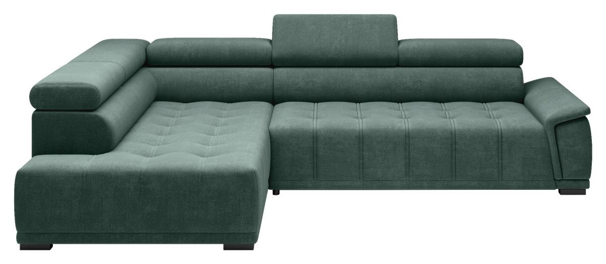 Rohová sedačka GRINALDI, levá, tmavě zelená - černá/tmavě zelená, Moderní, textil/plast (206/283cm) - Premium Living