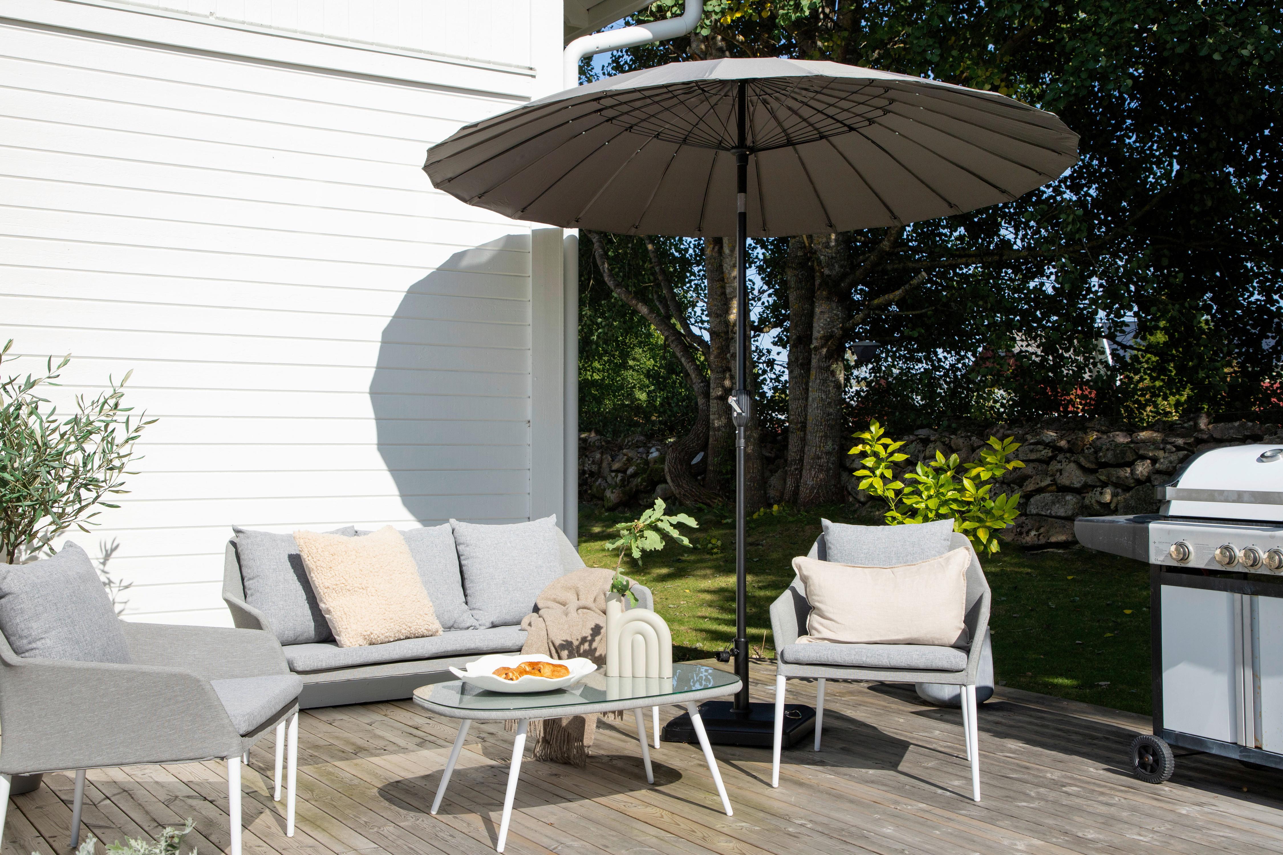 Sonnenschirm DM: 250cm H: 270cm Grau - Grau, KONVENTIONELL (270/270cm) - Gardenson