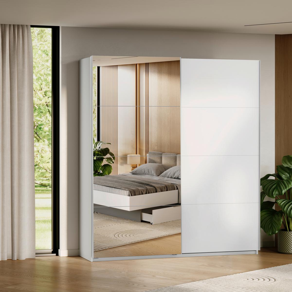 SCHIEBETÜRENSCHRANK Viva Weiß Hochglanz B: 200cm - Weiß Hochglanz/Weiß, MODERN, Holzwerkstoff (200/210/62cm) - P & B