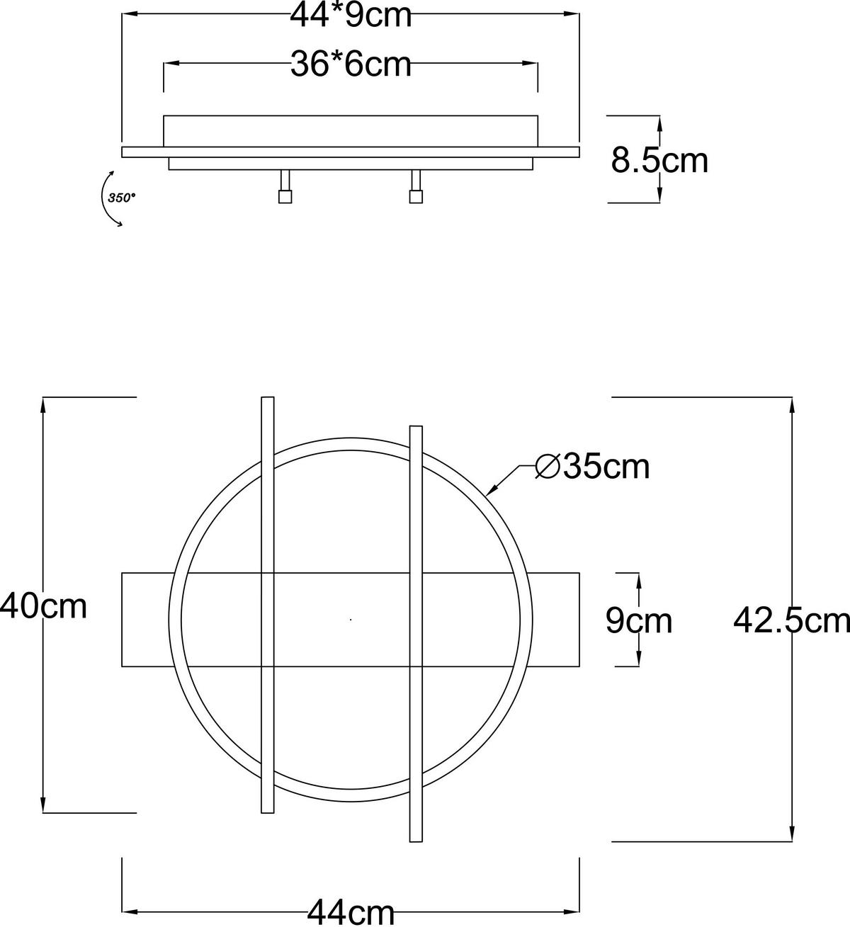 Led Mennyezeti Lámpa 67295d - sötétbarna/fekete, Design, műanyag/faalapú anyag (44/40/9cm) - Globo
