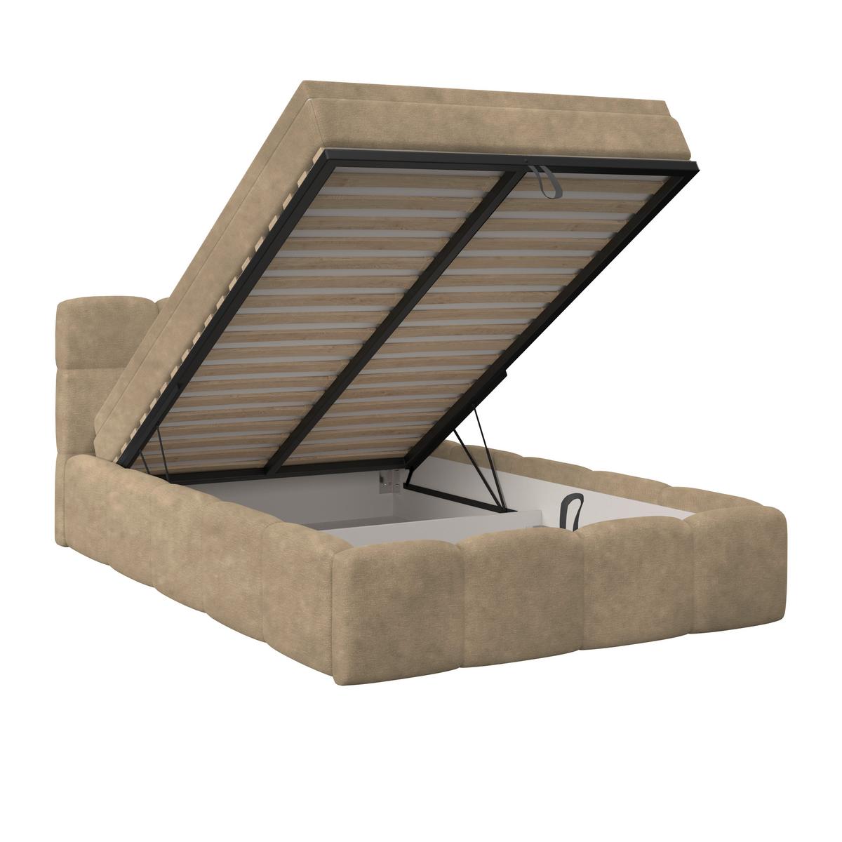 Polsterbett Noe Braun 140x200 cm - Schwarz/Braun, Trend, Textil/Metall (140/200cm)