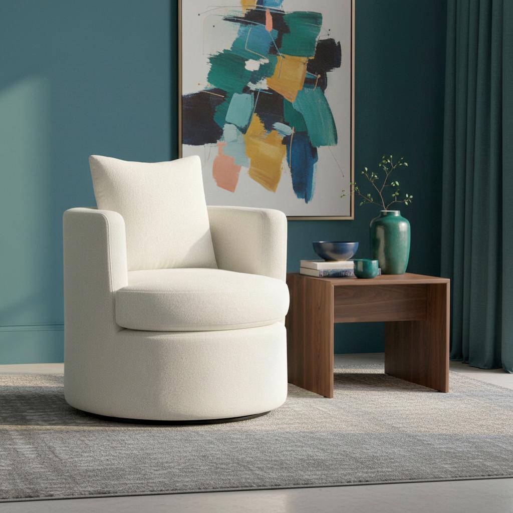 Relaxačné kreslo MARIETA, biela ženilka, max.140 kg - čierna/biela, Modern, kov/drevo (77/81/77cm) - Bessagi Home