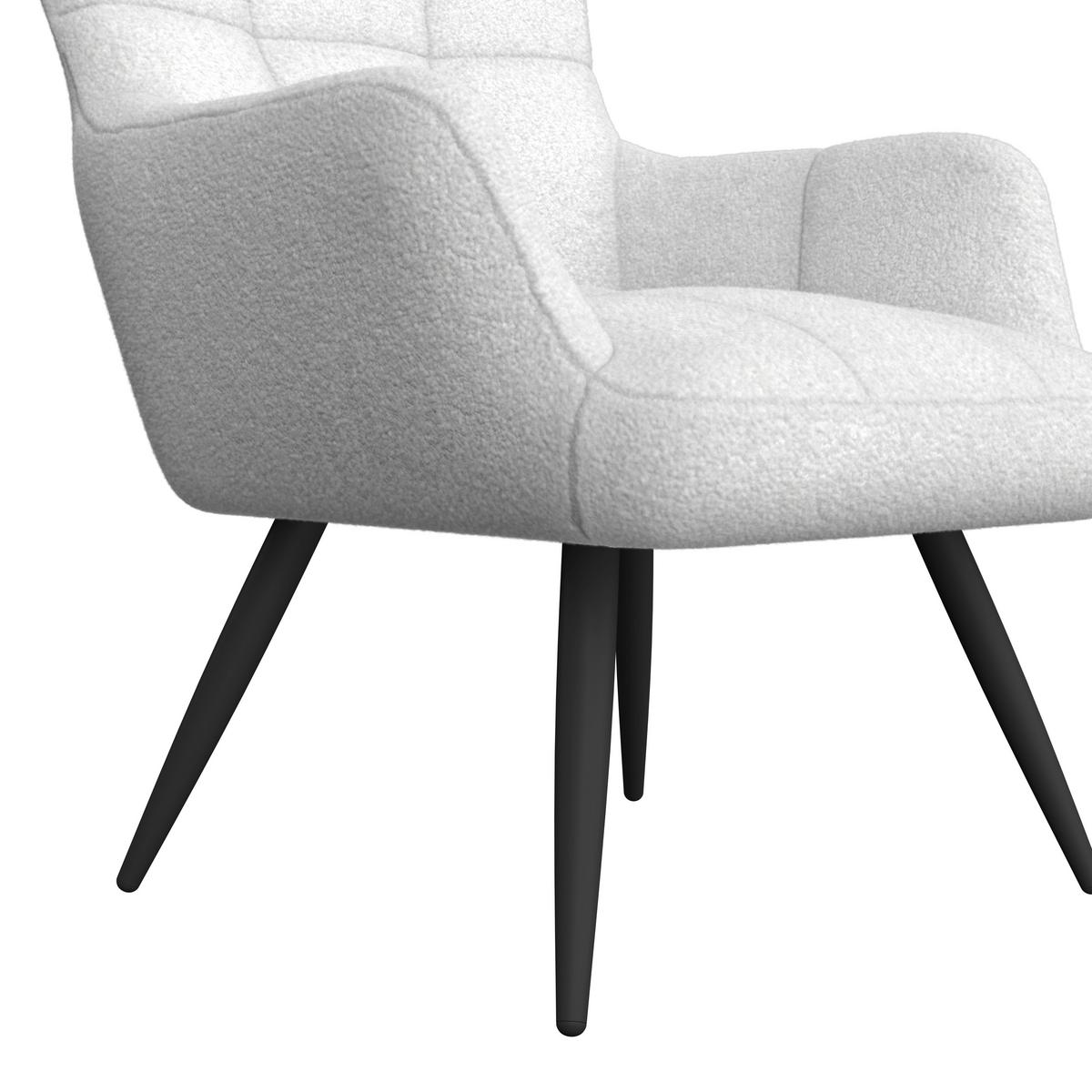 Ohrensessel Hanoi Webstoff weiß, B: 71 cm - Schwarz/Weiß, MODERN, Textil/Metall (71/98/83cm)