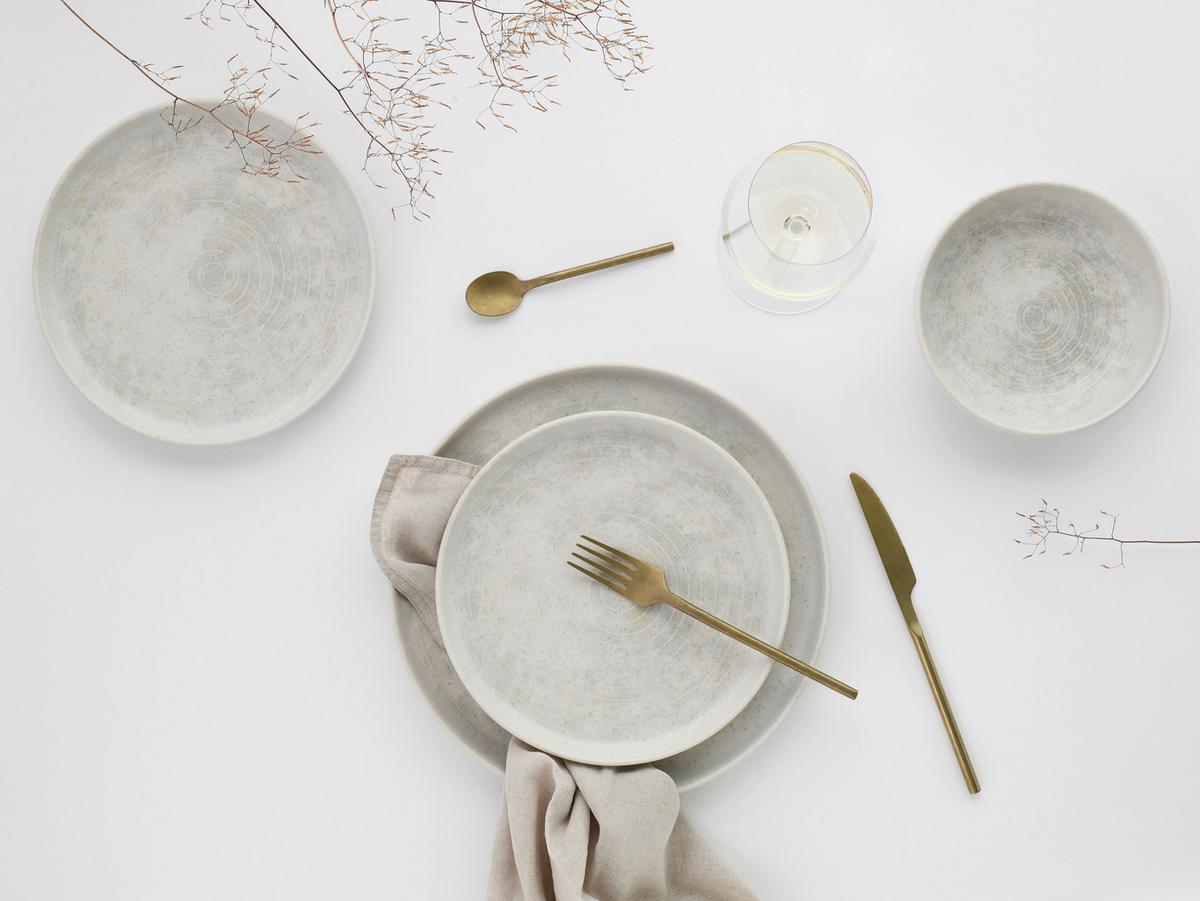 TAFELSERVICE Uno Athena 12-teilig - Hellgrau/Grauweiß, Design, Keramik - Creatable
