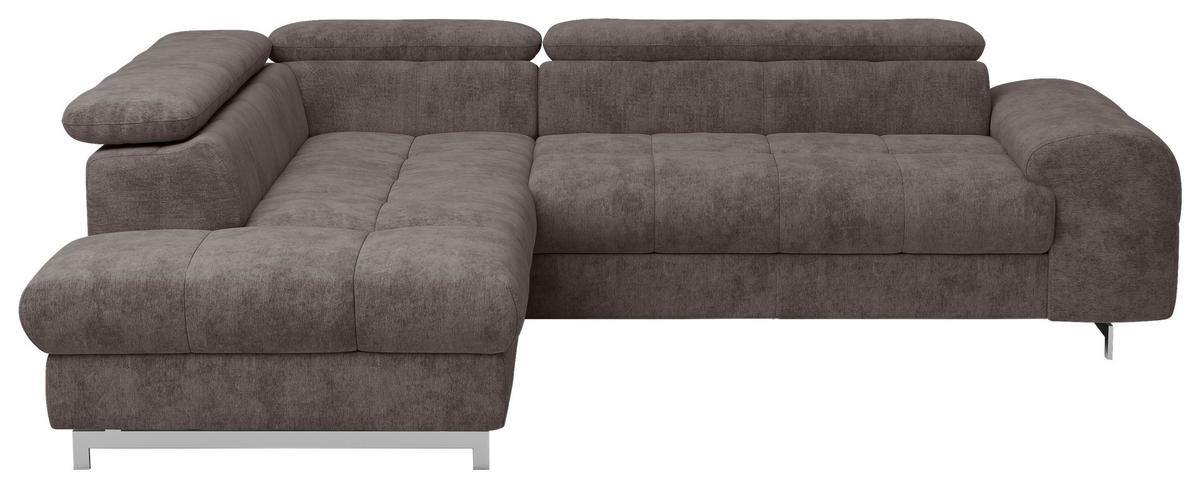 Ecksofa Mit Schlaffunktion Cloud + Dunkelbraun - Chromfarben/Dunkelbraun, KONVENTIONELL, Textil (206/257cm) - Livetastic