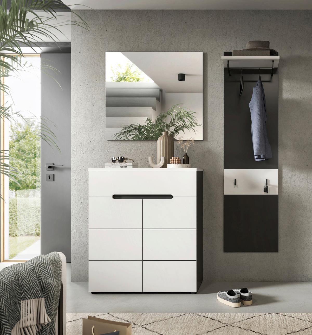 Garderobe Canu 3-Teilig Grau/Weiß B: 140 cm - Weiß, Design, Holzwerkstoff (140/190/37cm) - Livetastic