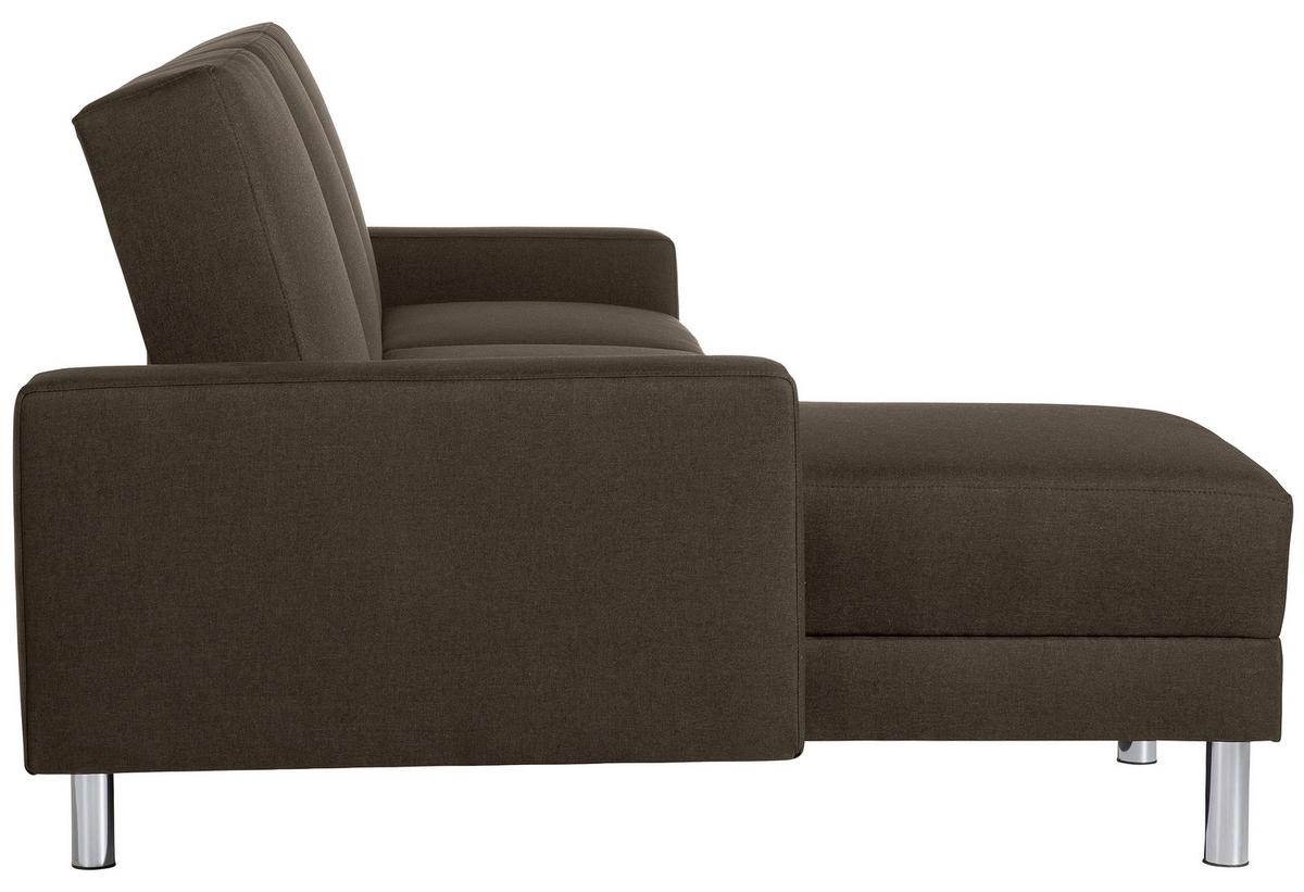Ecksofa mit Schlaffunktion Just Fashion Braun - Chromfarben/Braun, KONVENTIONELL, Textil (152/230cm) - Max Winzer