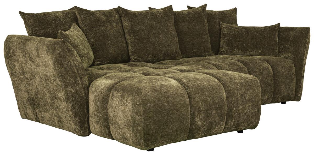 Univerzálna sedačka CAMMELLIO, olivovozelená žen., 7 vankúšov - olivovozelená/čierna, Modern, textil (296/75-95/189cm) - Mömax
