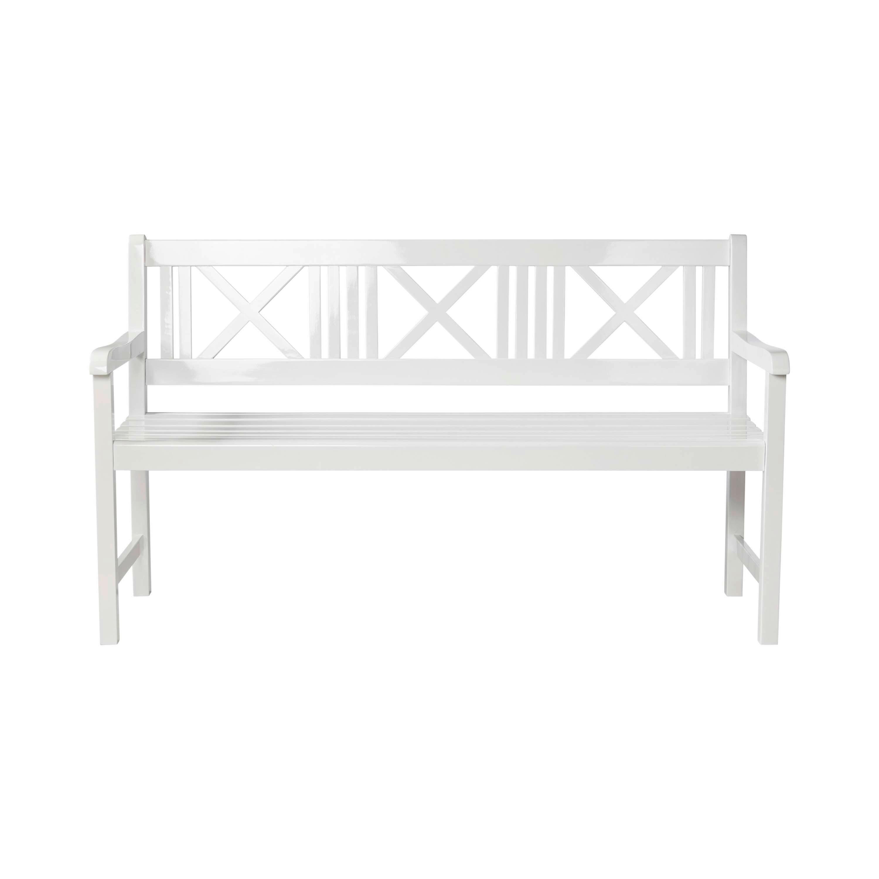 Gartenbank Rosenborg, weiß 150x89x58 cm, Echtholz - Weiß Hochglanz, Natur, Holz (150/89/58cm) - Gardenson