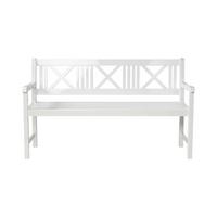 Gartenbank Rosenborg, weiß 150x89x58 cm, Echtholz - Weiß Hochglanz, Natur, Holz (150/89/58cm) - Gardenson