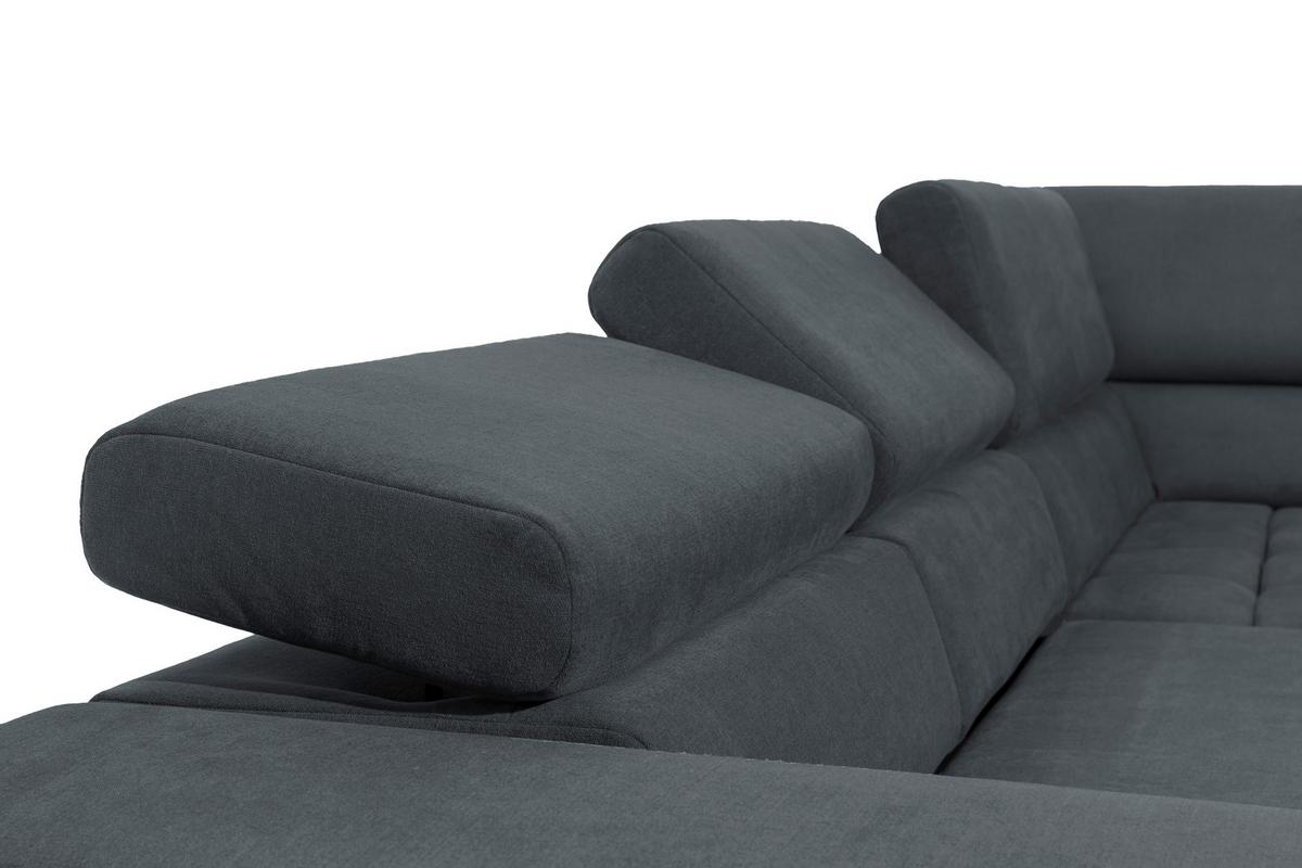 Eckschlafsofa Elias Neu Dunkelgrau S: 307 Cm - Dunkelgrau/Schwarz, Design, Textil (307/201cm) - Livetastic