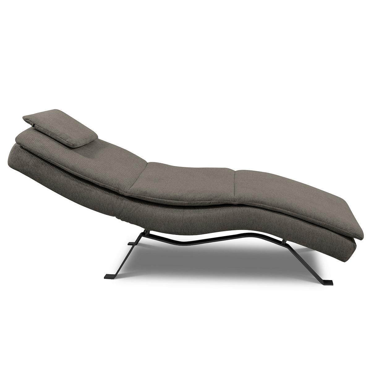 RELAXLIEGE Dunkelgrau, B: 65 cm - Dunkelgrau/Schwarz, Design, Leder (65/95/171cm) - Celina Home