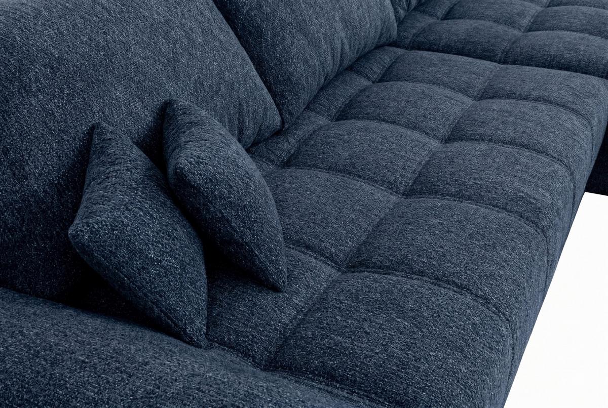 Boxspringsofa Emil Webstoff blau,S:343x217cm - Blau/Schwarz, ROMANTIK / LANDHAUS, Holzwerkstoff/Textil (343/217cm)