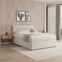 Boxspringová posteľ MARCO 140x200, béžová - čierna/krémová, Modern, drevo/textil (140/200cm) - Bessagi Home