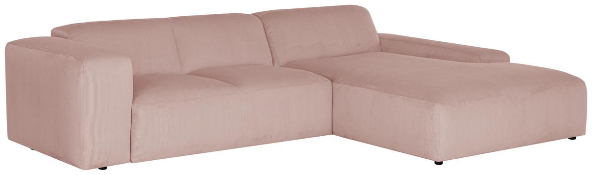 Ecksofa Hannah Rosa 304x200 cm - Schwarz/Rosa, Design, Textil (304/200cm) - MID.YOU