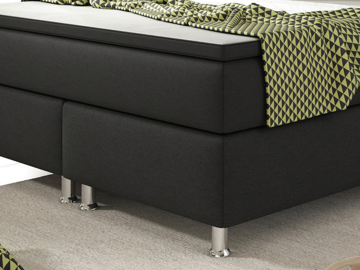 Boxspringbett Mit Topper 140x200 Köln - Silberfarben/Schwarz, KONVENTIONELL, Textil (140/115/210cm) - MID.YOU