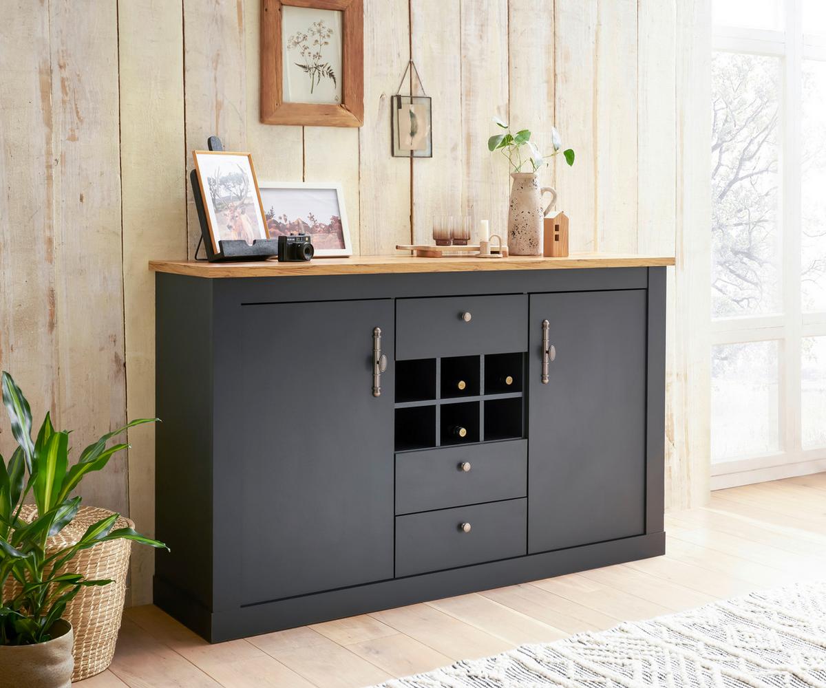 Sideboard Catania Anthrazit/Eiche Dekor B: 169cm - Anthrazit/Eiche Wotan, Design, Holzwerkstoff (169/104/45cm) - MID.YOU