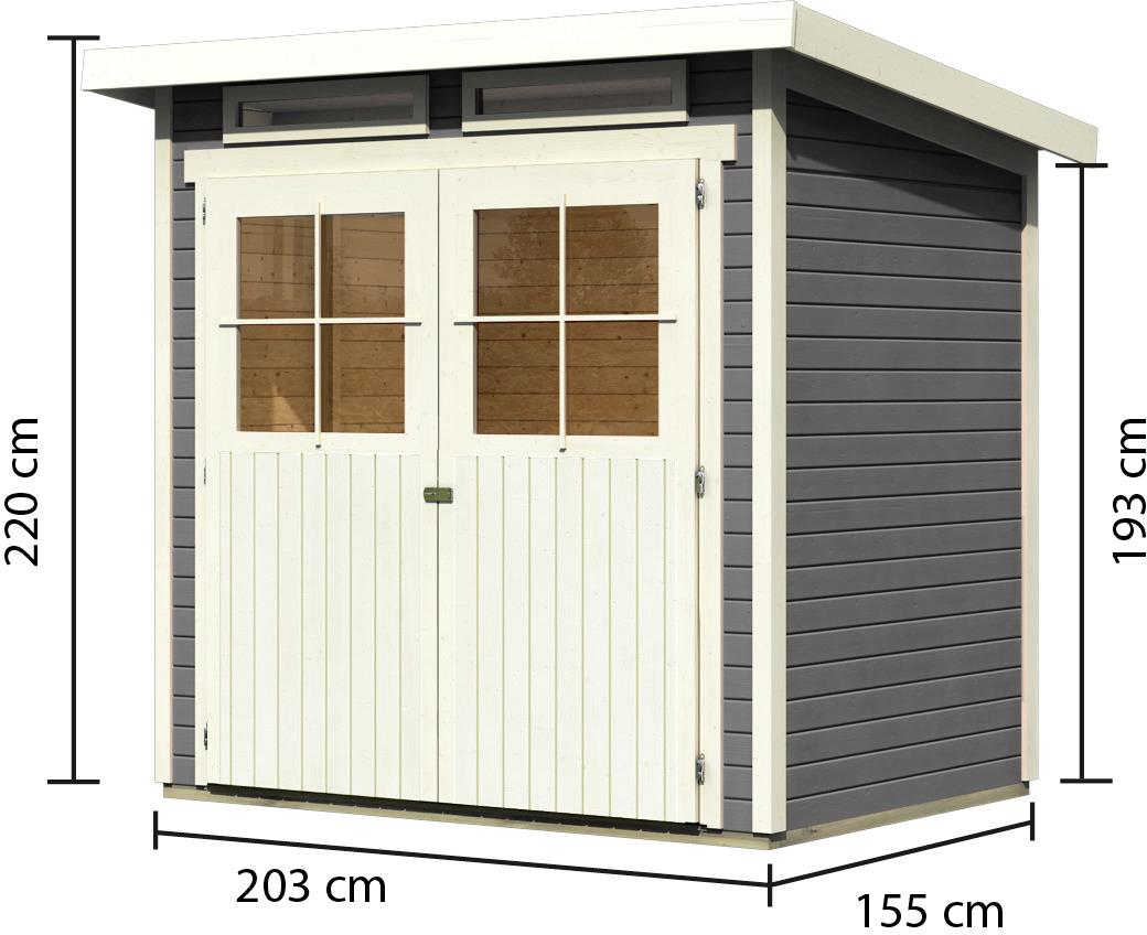 Gartenhaus 203x156x220 cm - Grau, Basics, Holz (203/156/220cm) - Karibu