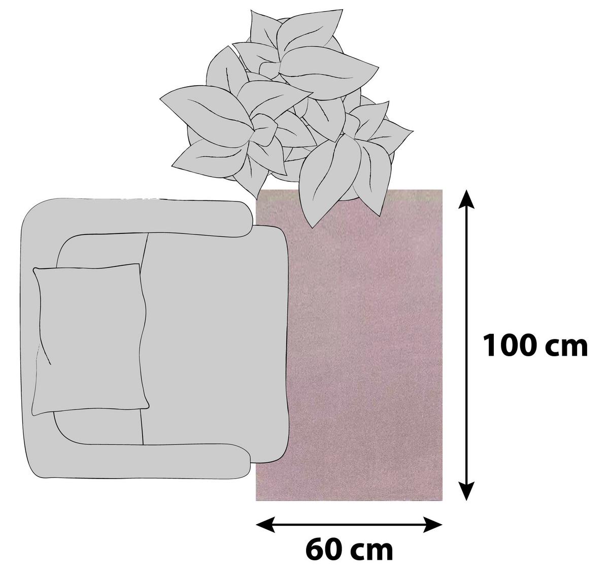 Hochflor Teppich Rosa Ata 60x100 cm - Rosa, KONVENTIONELL, Textil (60/100cm)