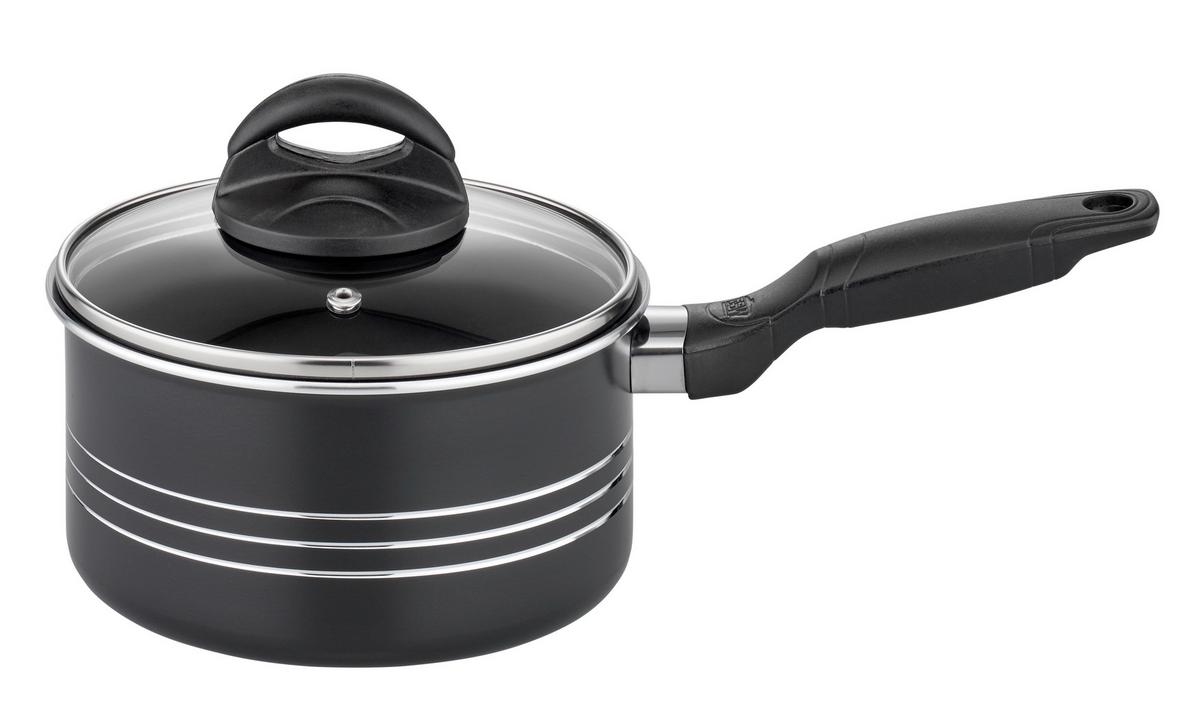 Gsw Kochtopfset Milano Nero Schwarz, 6-teilig - Schwarz, Basics, Metall - GSW