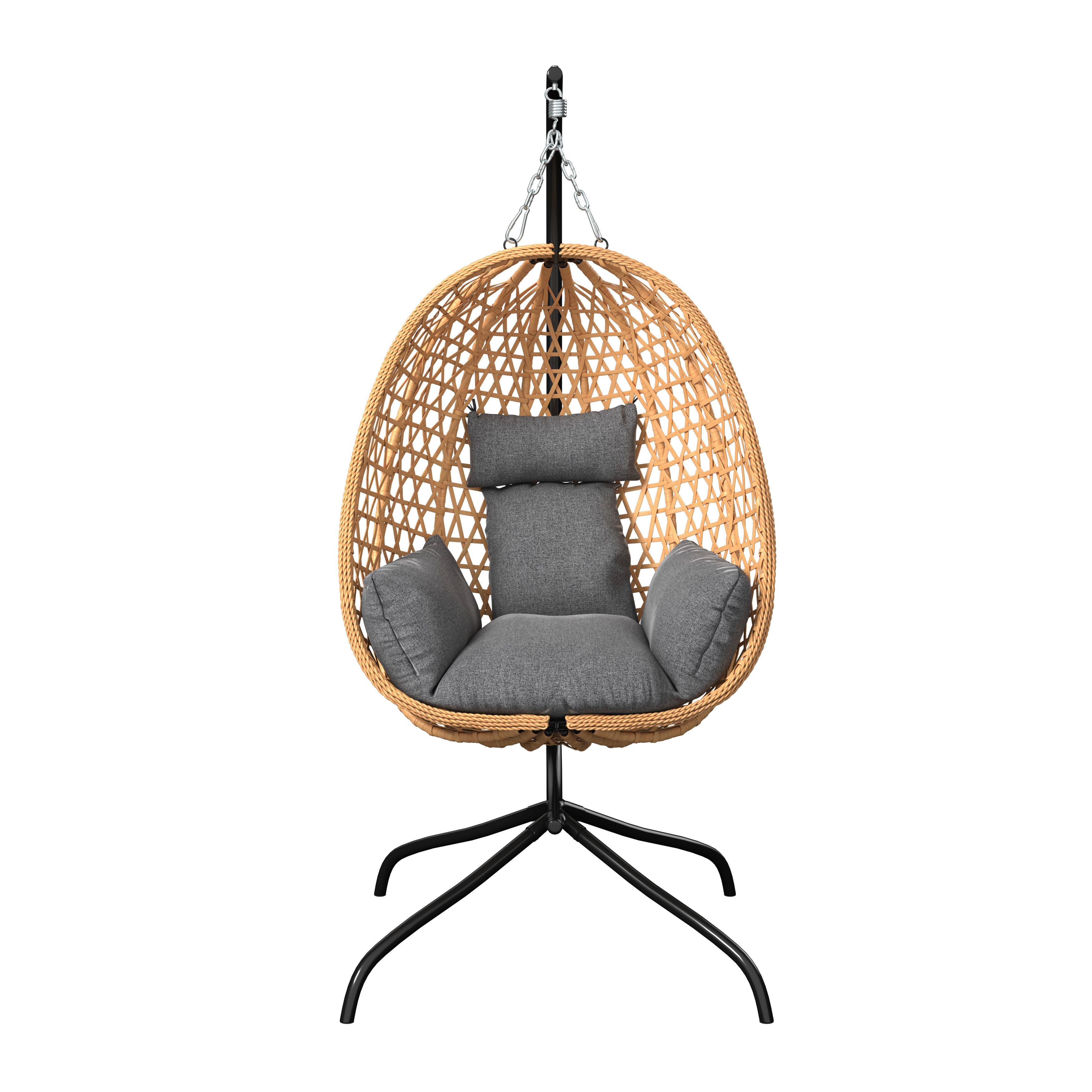 Hängesessel Lena - Schwarz/Naturfarben, MODERN, Kunststoff/Textil (105/198/104cm) - Beldano