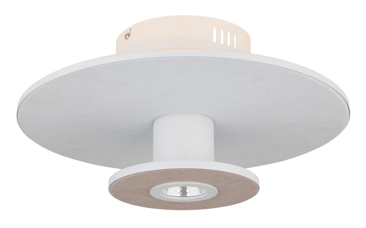 LED-Deckenleuchte 15647wd - Beige/Hellgrau, Basics, Kunststoff/Textil (38/18cm) - Globo