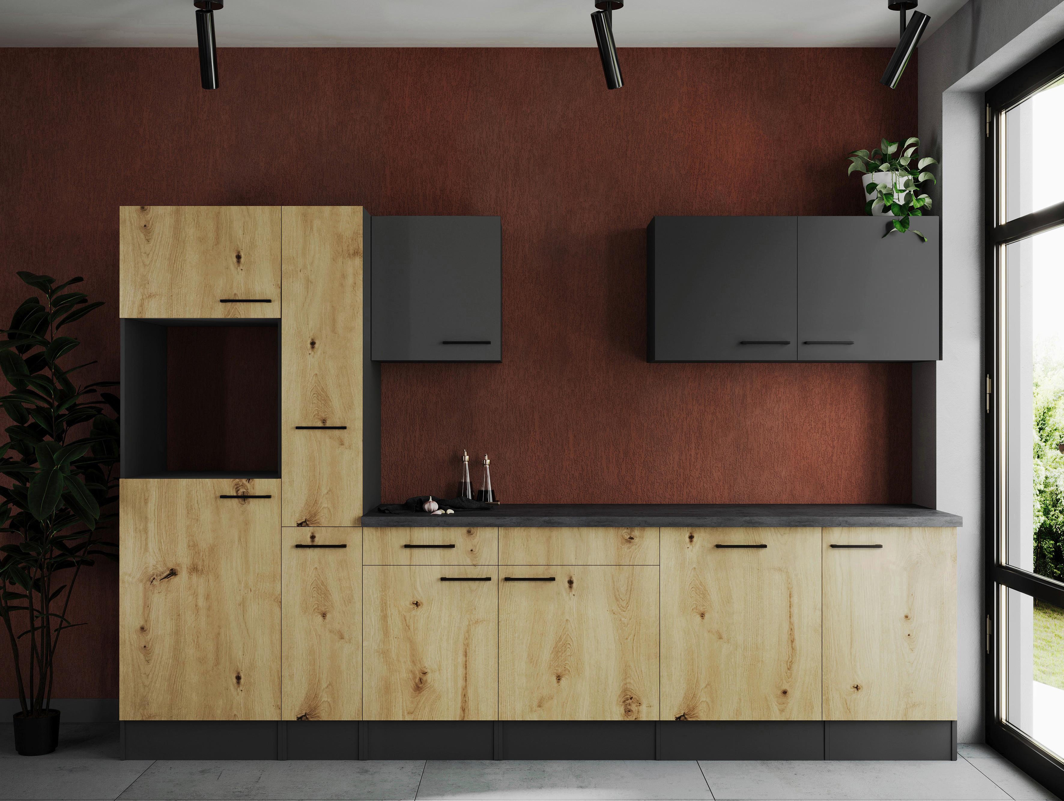 Küchenleerblock Oliver Grau, Artisan Dekor B: 310 cm - Eiche Artisan/Grau, Design, Holzwerkstoff (310cm) - Respekta