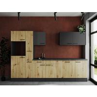 Küchenleerblock Oliver Grau, Artisan Dekor B: 310 cm - Eiche Artisan/Grau, Design, Holzwerkstoff (310cm) - Respekta