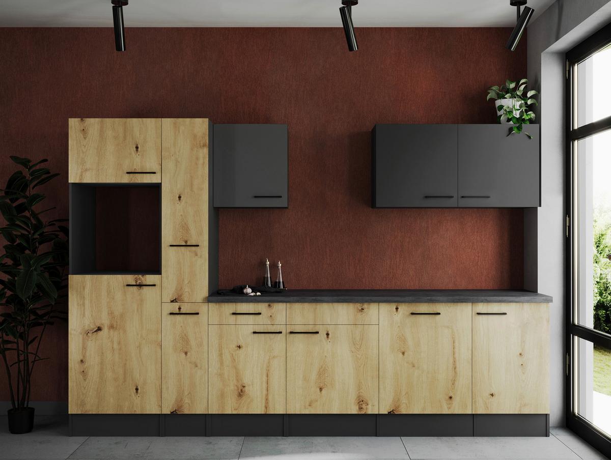 Küchenleerblock Oliver Grau, Artisan Dekor B: 310 cm - Eiche Artisan/Grau, Design, Holzwerkstoff (310cm) - Respekta