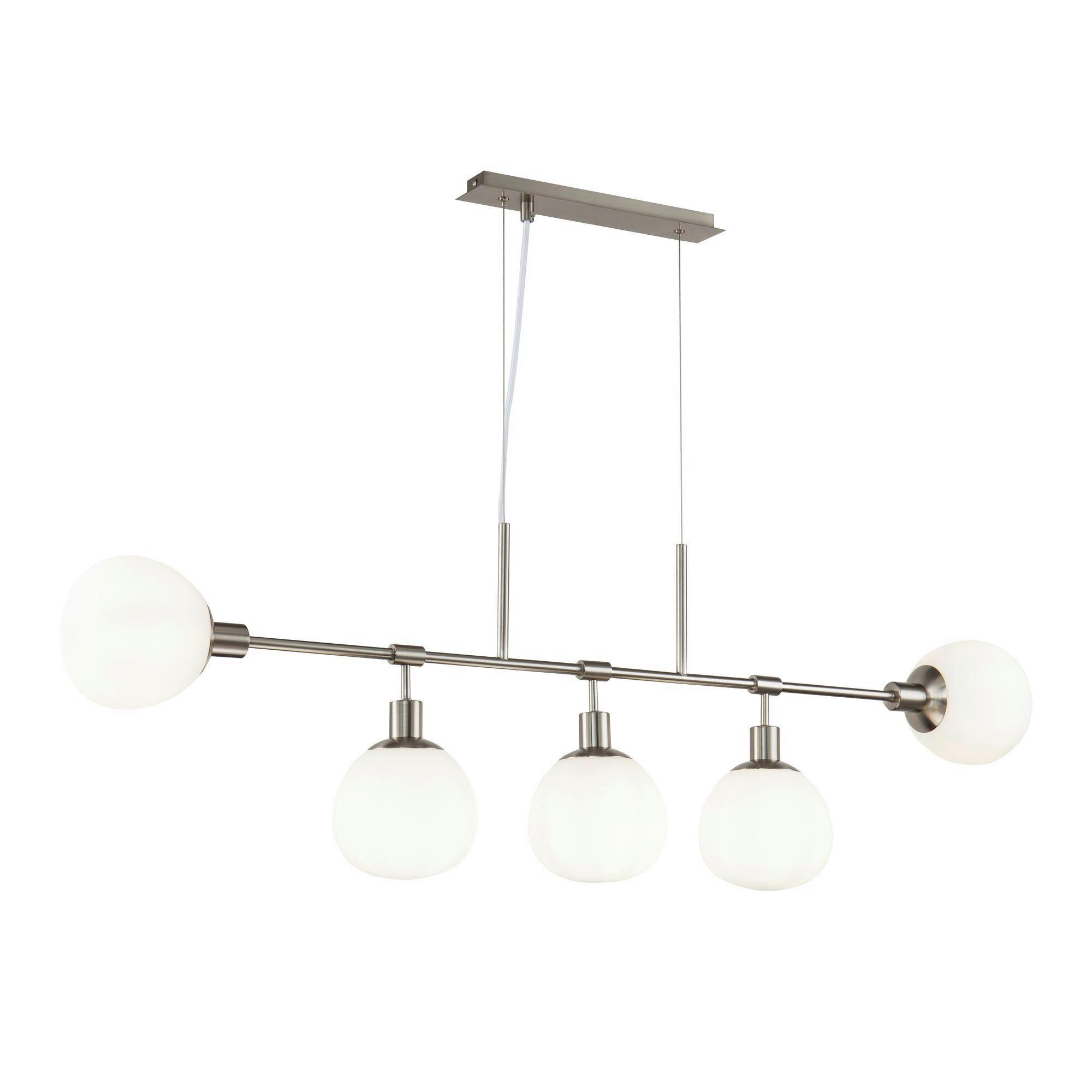 Pendelleuchte Erich - Weiß/Nickelfarben, Trend, Glas/Metall (120/15/37.3cm) - MAYTONI