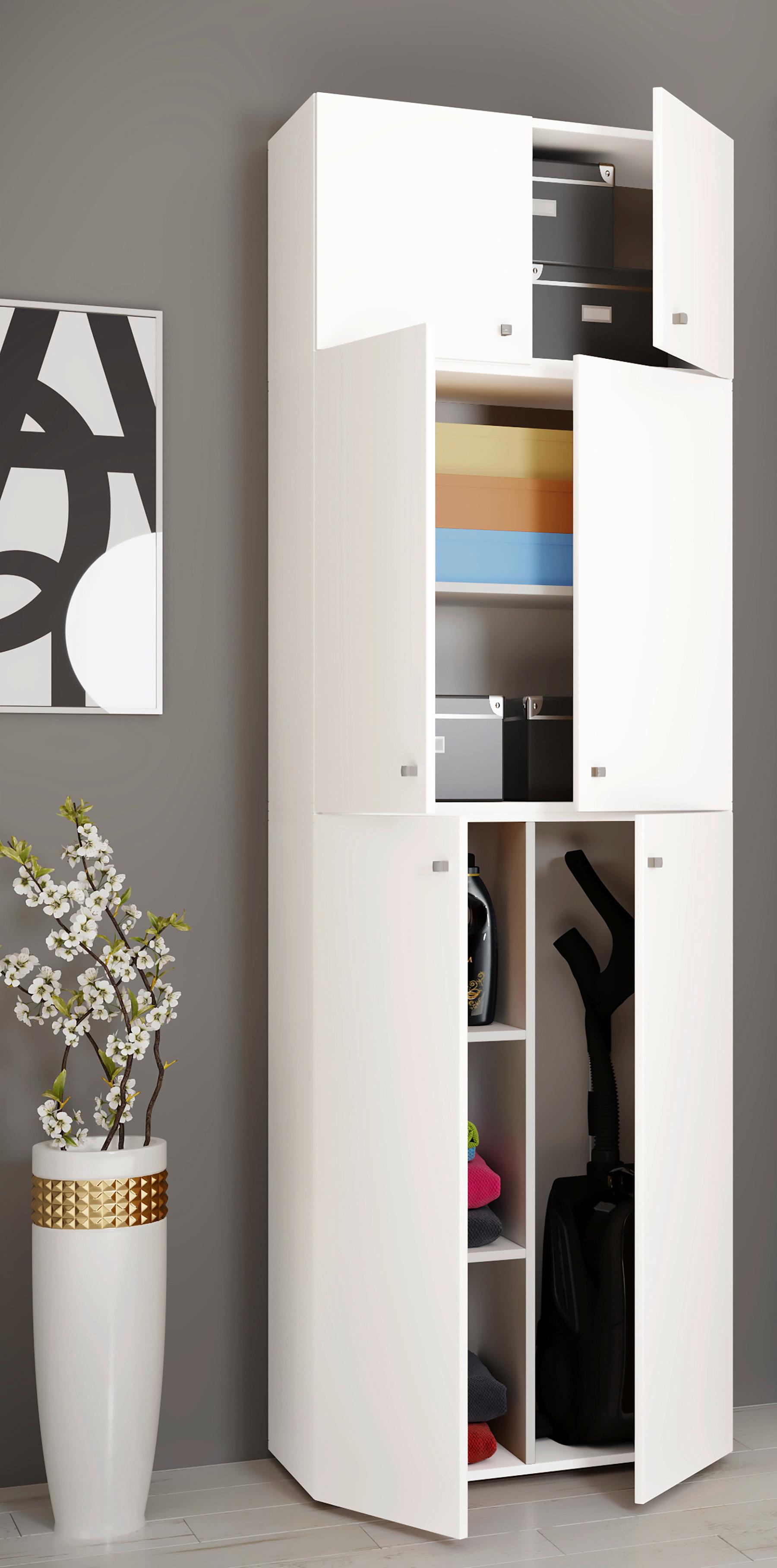 Mehrzweckschrank Lona XXL Weiß Stehend BxH: 70x223 cm - Schwarz/Weiß, MODERN, Holzwerkstoff (70/223/39cm) - MID.YOU