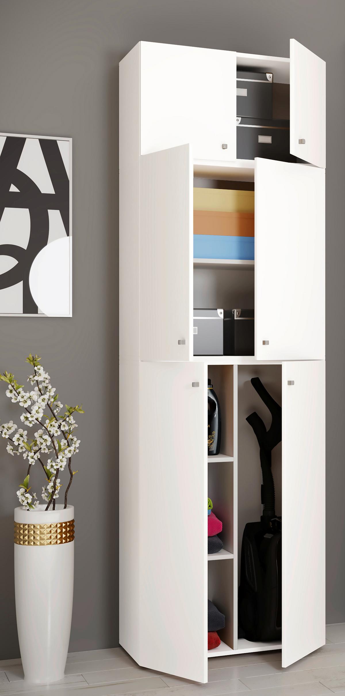 Mehrzweckschrank Lona XXL Weiß Stehend BxH: 70x223 cm - Schwarz/Weiß, MODERN, Holzwerkstoff (70/223/39cm) - MID.YOU