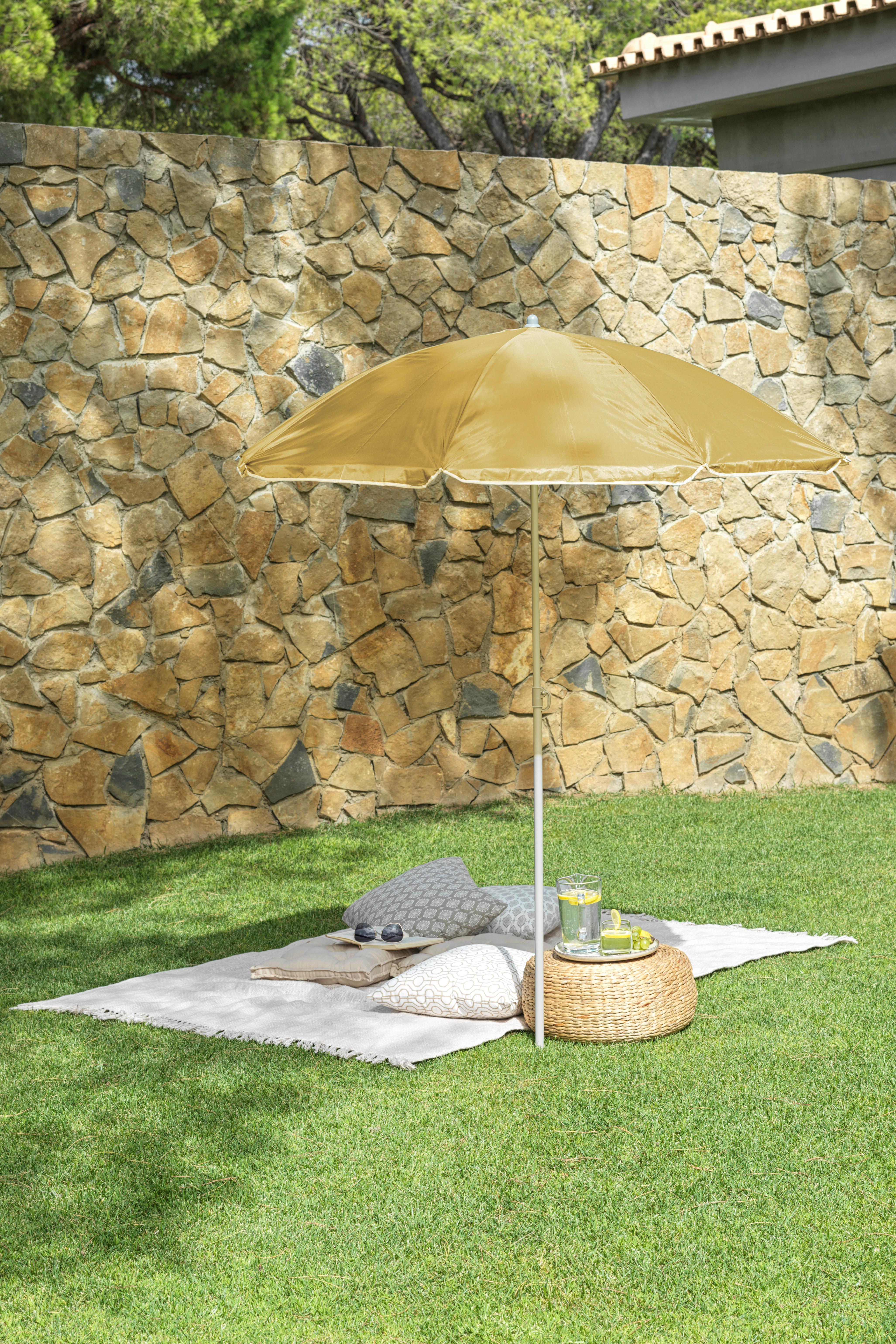 Sonneschirm Sophie II Dh: 180x190 cm Gelb - Gelb/Anthrazit, KONVENTIONELL, Textil/Metall (180/190cm) - Ondega