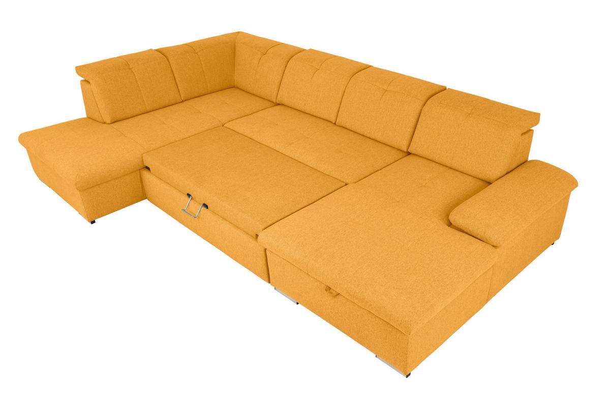 Wohnlandschaft Ramzes Gelb U: 215x328x173 cm - Beige/Gelb, Design, Textil (215/328/173cm) - MID.YOU